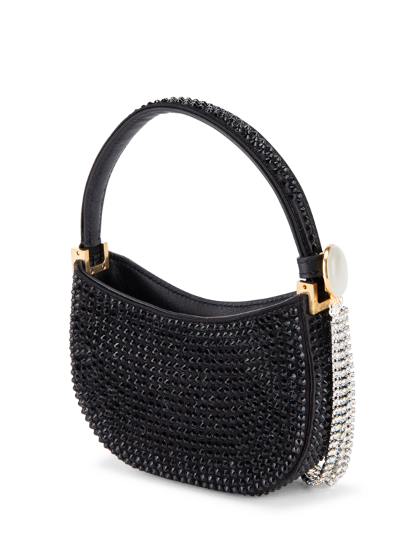 حقيبة كتف مايكرو فيزنا مزينة بالكريستال الأسود