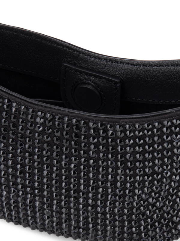 حقيبة كتف مايكرو فيزنا مزينة بالكريستال الأسود