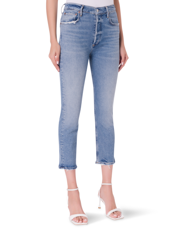 بنطال جينز قصير مستقيم بخصر مرتفع ريلي، كلوف