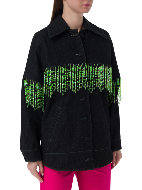 قميص دنيم دينفر مزين بشراشيب