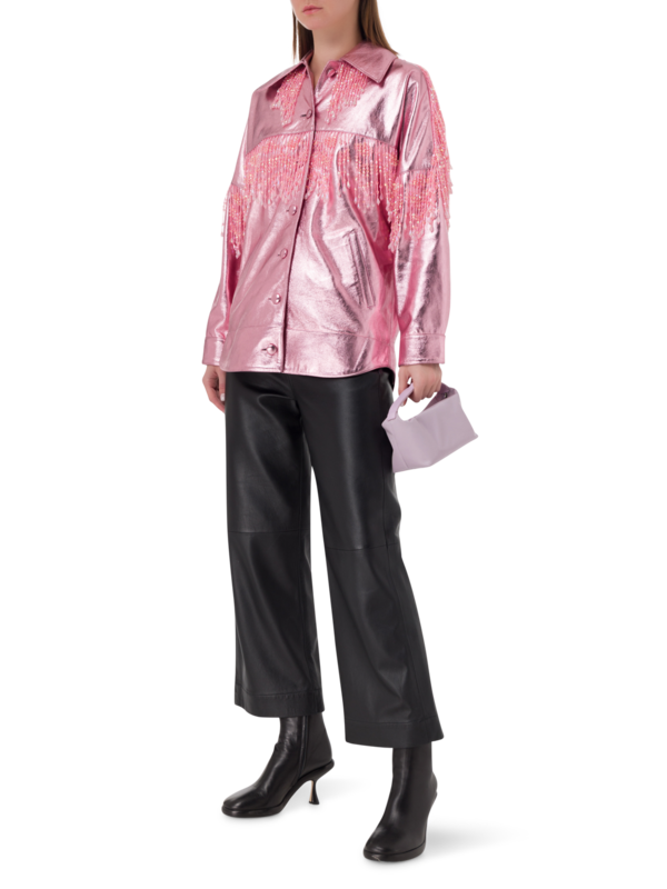 قميص دينفر دنيم حصري مزين بشراشيب