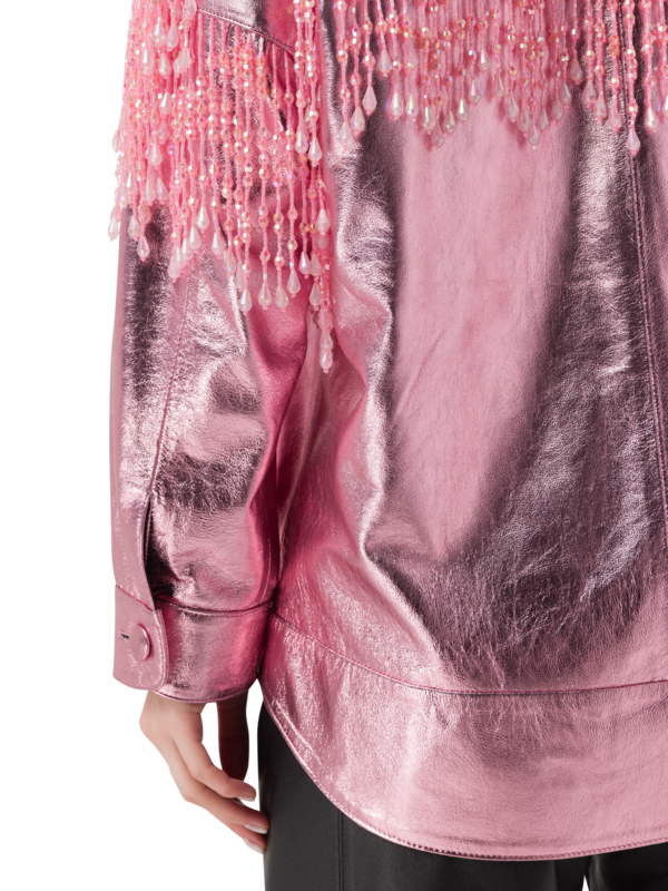 قميص دينفر دنيم حصري مزين بشراشيب