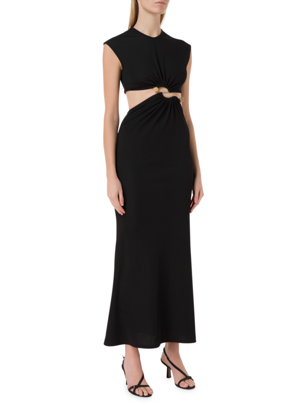 فستان بدون أكمام بفتحة كوارتز بنمط ممزق