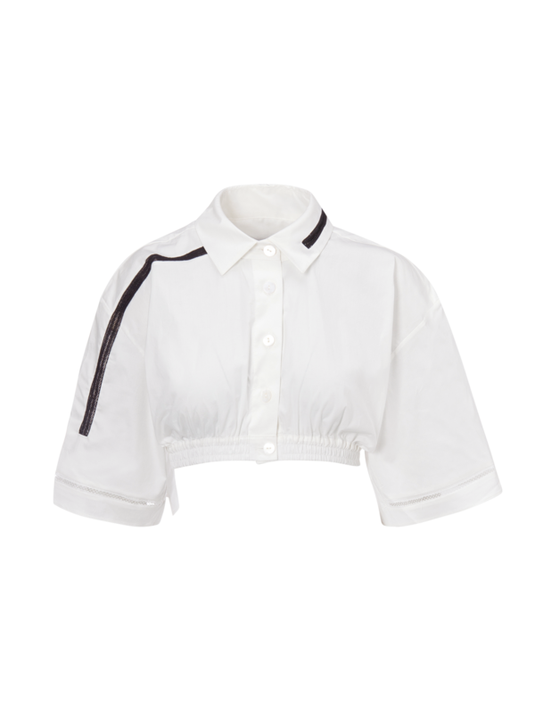 قميص قصير بأكمام قصيرة من الدانتيل