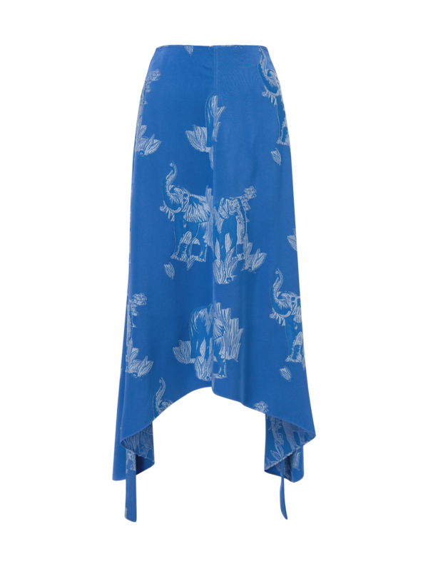 Elephant Embroidered Midi Skirt