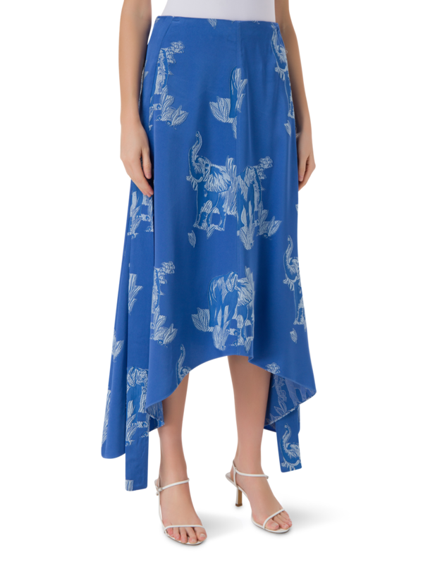 Elephant Embroidered Midi Skirt