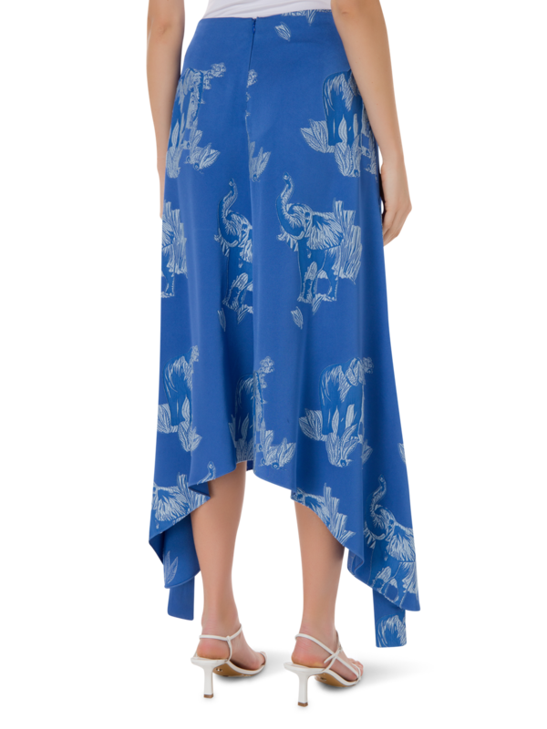 Elephant Embroidered Midi Skirt